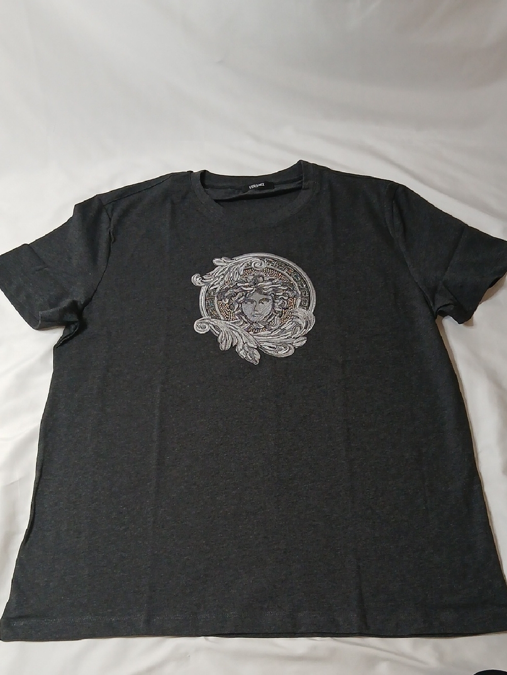Versace Dark Charcoal Medusa Graphic Short Sleeve Tee
